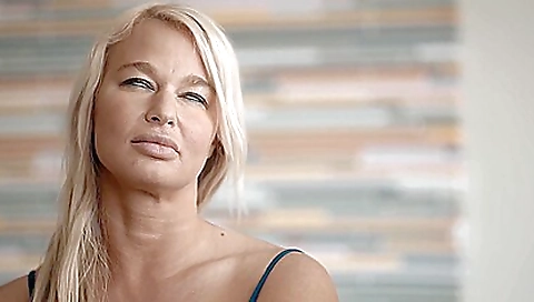 horny blonde milf wants to make her partner cum in front of her