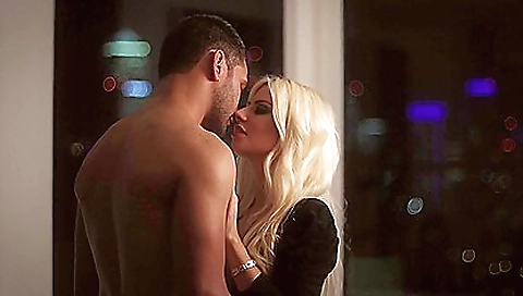 Blonde MILF in her favorite outfit talks and gets fucked