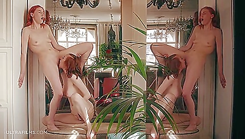 Redhead lesbian teen girls play with each other's pussies