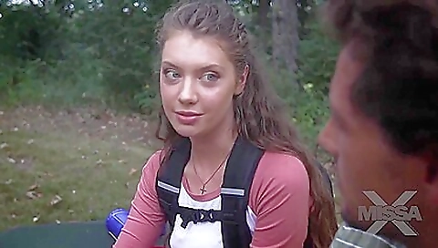 Brunette in a sexy dress and boots with a deepthroat in a pov video