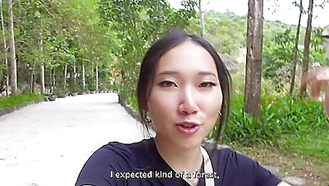 Asian brunette gets to ride a huge dick from her lover