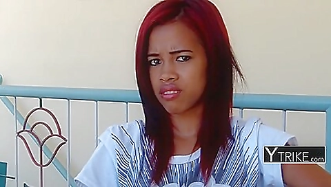 Ebony babe with long hair rides her boyfriend's hard dick