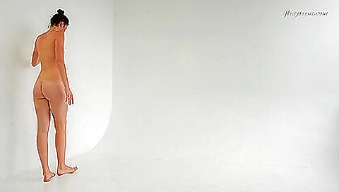 Nudified blonde brunette gets caught naked on the sofa