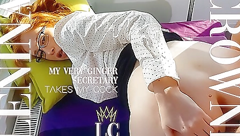 Amateur brunette secretary gets a cumshot on her body