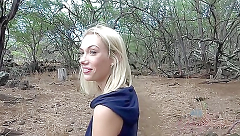 Outdoor porn video of a blonde girl with a large ass