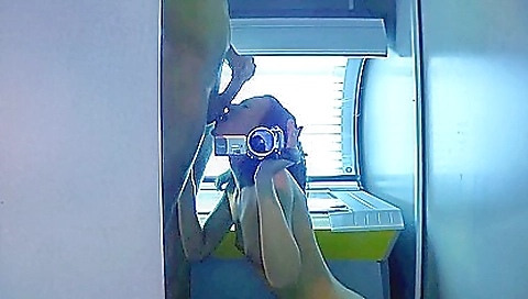 Sexy brunette milf in sexy lingerie enjoys cum in the solarium