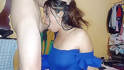 Hot brunette babe gets a facial in pov in amateur clip