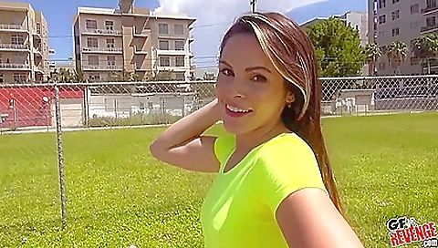 Mature brunette and her boyfriend are in the outdoor party