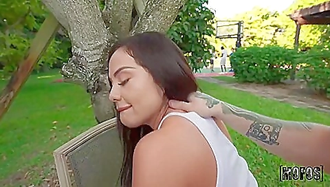 Milf shows off her big booty as she takes a big cocksie