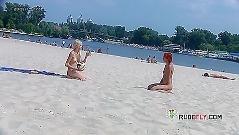 Outdoor nudity is what is on beach scene for the nubile man