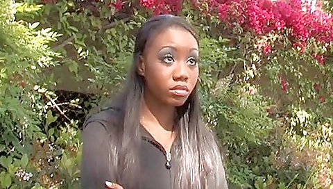 Ebony hottie gets a cumshot over her face and tits